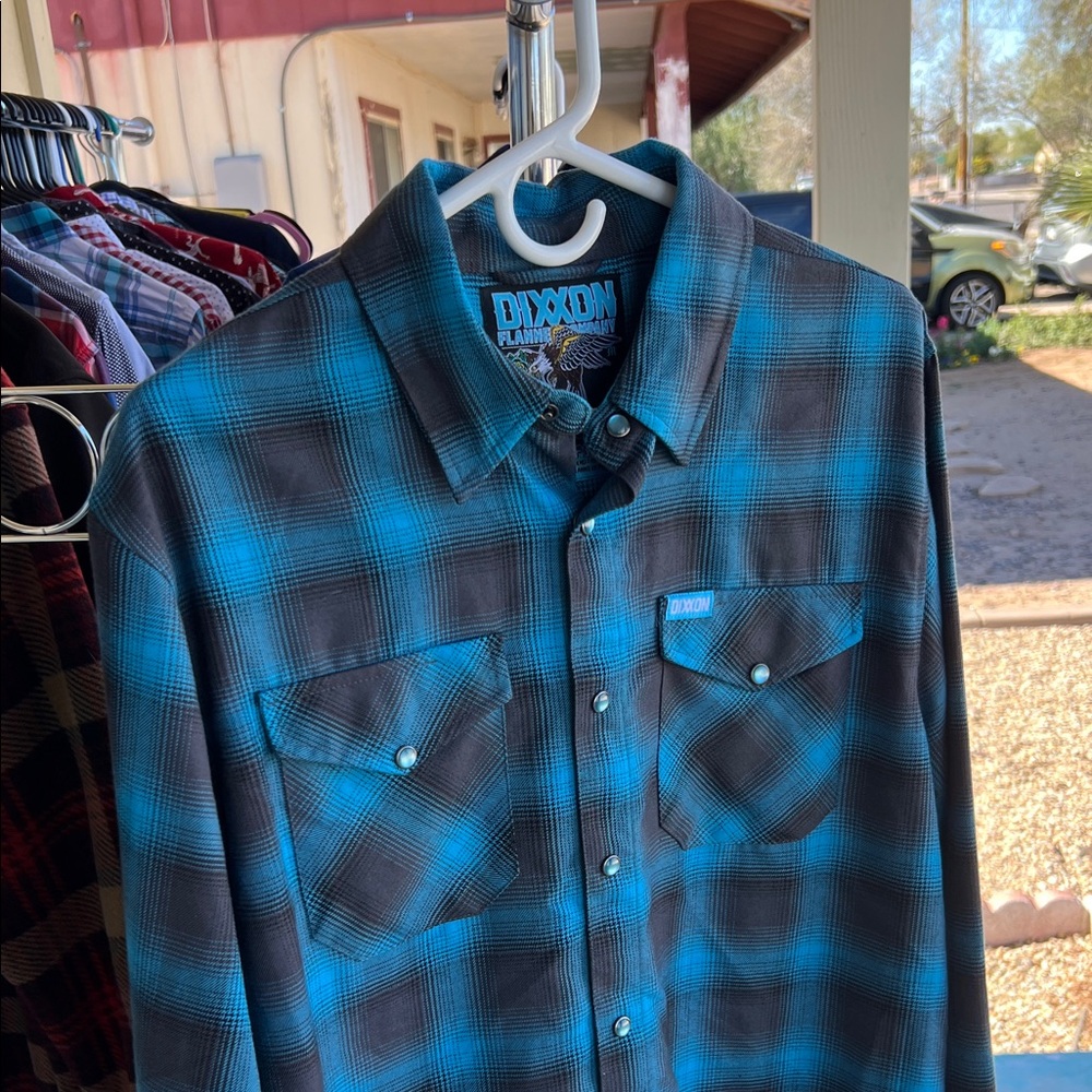 DIXXON Teal and Black Plaid Men's Shirt